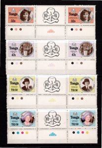 Tonga 1985 MNH Sc 608-11 Gutter pairs-2