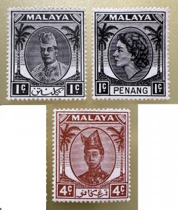 Malaya Straits Settlements PENANG, PAHANG & TRENGGANU 3V Mint M5581