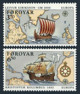 Faroe 236-38,MNH.Michel 231-232,Bl.5. EUROPE CEPT-1992,Left Erikson,Columbus.