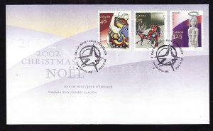 Canada-Sc#1965-7-stamps on FDC-Christmas-Aboriginal Art-2002-