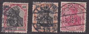 Germany three Perfin Stamps