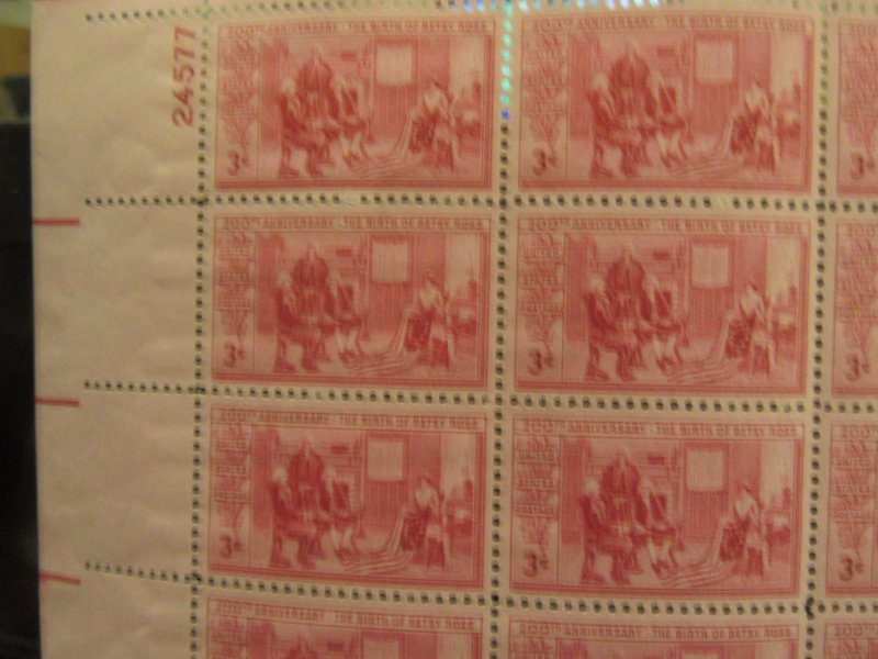 1004  3 CENT BETSY ROSS 1952 OG