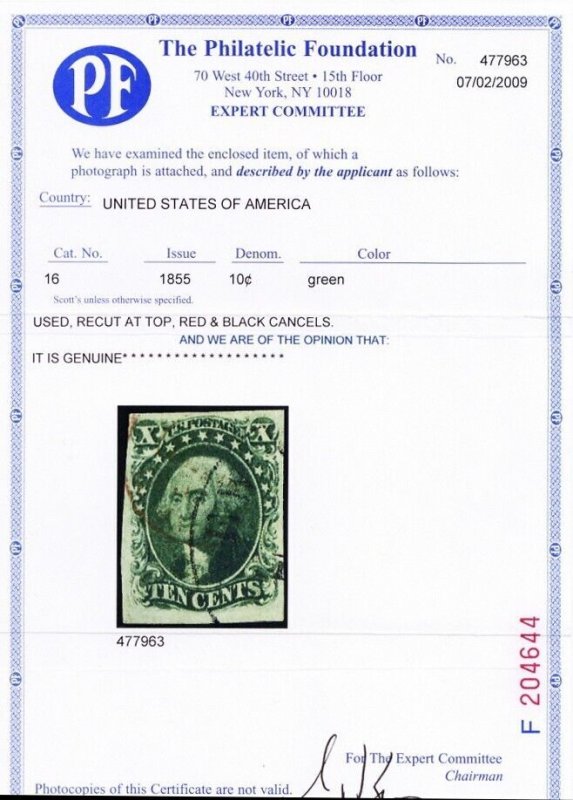 16, Used 10¢ XF Sound Stamp With PFC Certificate - Stuart Katz