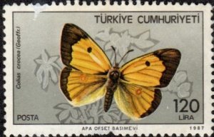 Turkey 2374 - Used - 120L Clouded Yellow Butterfly (1987) (cv $2.00)