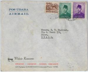 59338  -   INDONESIA - POSTAL HISTORY: COVER to ITALY - 1958 - ANIMALS