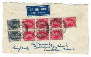 1938 British India To Great Britain Cover - 9 Stamps (LL11)