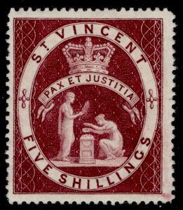 ST. VINCENT QV SG53b, 5s brown-lake, VLH MINT. Cat £35.