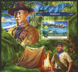 MALDIVES 2015 SOUTING IN MALDIVES BADEN POWELL  SOUVENIR SHEET IMPERF MINT NH