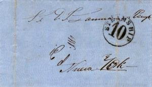 Stampless Puerto San José, Guatemala 1860 dateline with serifed Steamship 10...