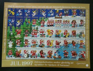 Denmark Christmas 1997 Cartoon Angel Santa Claus Tree (sheetlet) MNH seal stamp