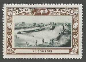 Stockton, California Centennial, 1948 Poster Stamp, Full gum, N.H.