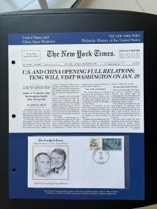 NY times Philatelic history of US panel:  US And china opening full relations