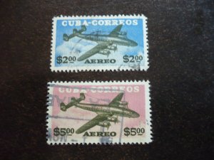 Stamps - Cuba -Scott# C120-C121 - Used Set of 2 Air Mail Stamps