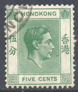 Hong Kong Scott 157 - SG143, 1938 George VI 5c used