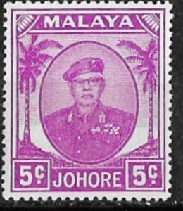 Malaya-Johore  # 134  Sultan   5c Added Value (1)  LH Unused