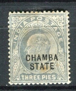 INDIAN STATES; CHAMBA early 1900s Ed VII issue Mint hinged 3p. value