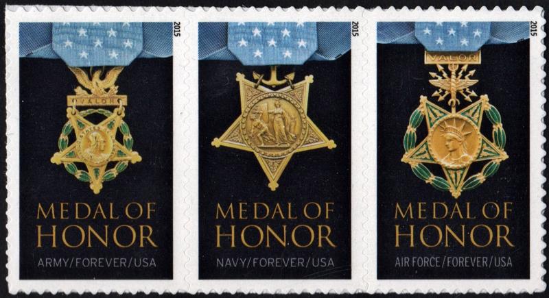 SC#4988a (50¢) Medal of Honor Strip of Three (2015) SA