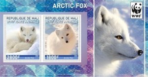 Stamps. Fauna Animals WWF Fox  1+1 sheets perforated 2021 year Ivory Mali