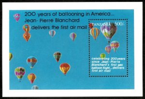 Tanzania 1994 - 200 Years of Hot Air Balloon - Souvenir Sheet - Scott 1083 - MNH