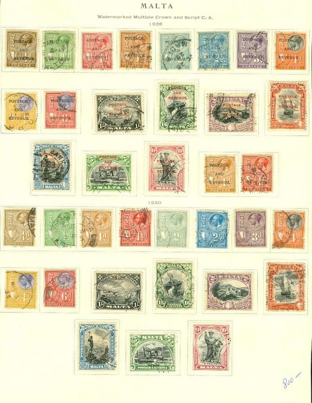 EDW1949SELL : MALTA 1922-30 Beautiful, all VF Used collection. Scott Cat $2,250.