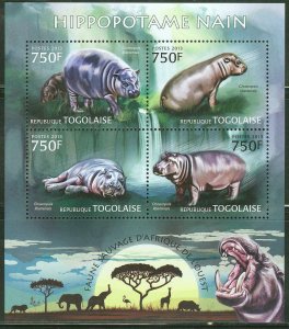 TOGO 2013 WILD ANIMALS OF WEST AFRICA PIGMY HIPPOPOTAMUS SHEET