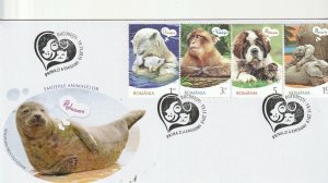 2019 ROMANIA COVER ELEPHANT DOG BEAR EMOTIONS POST ANIMALS MONKEY FDC