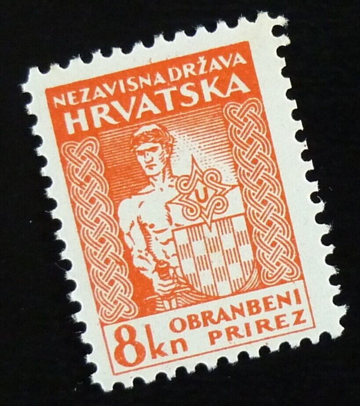 Croatia c1941 - NDH - WWII - OBRANBENI PRIREZ Revenue Stamp - 8 Kn US 15 