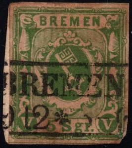 1856 Germany States Bremen #4 used on piece Altdeutschland catalogue value $350