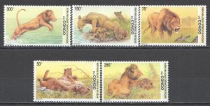 Wb326 2002 Congo Lions Wild Cats Animals Fauna 1Set Mnh