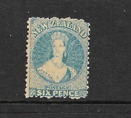 NEW ZEALAND 1871-72  6d  BLUE  FFQ  MLH    P12 1/2  CP A5K   SG 136 CHALON