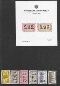 COLOMBIA Sc C275-80+C278a NH ISSUE OF 1955 - FAMOUS PEOPLE