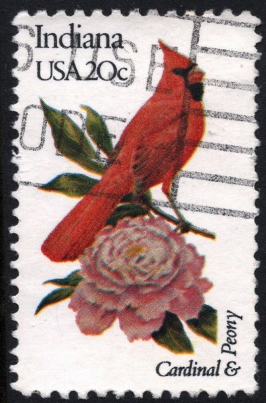 SC#1966 20¢ State Birds & Flowers: Indiana; Perf 10½ x 11¼ (1982) Used