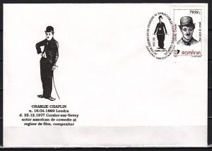 Romania, 23/AUG/2000 Cancel. Cinema, C. Chaplin Cachet Cover.