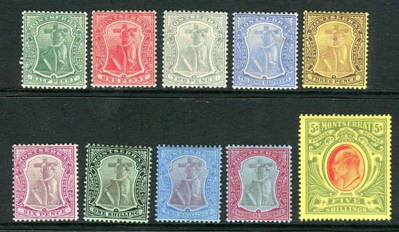 MONTSERRAT-1908-14  A mounted mint set to 5/- Sg 35-47