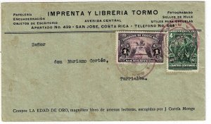 Costa Rica 1926 San Jose cancel on internal ad cover