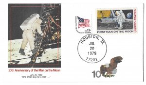 10th Anniversary Man on the Moon Houston, Texas 1979 Cachet Cover Sct C76, 1618C