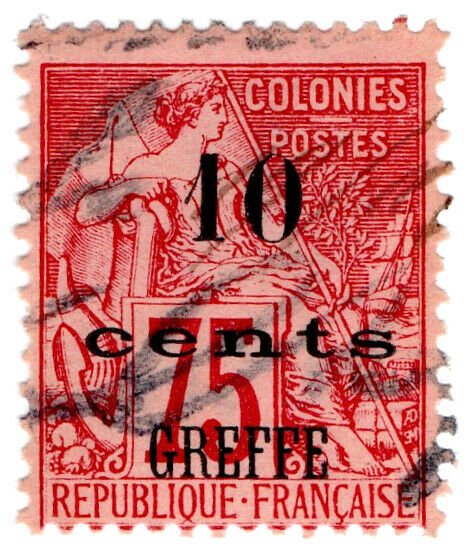 (I.B) France Colonial Revenue : Indo-China Court Fees 10c on 75c OP (Greffe)