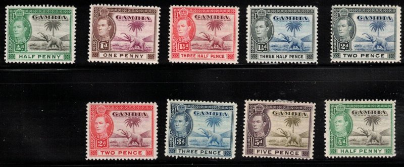 GAMBIA Scott # 132-136A MH - KGVI & Elephant Part Set