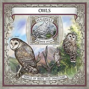 2017 Maldives Mnh. Owls. Michel Code: 7047 / Bl.1074  |  Scott Code: 3888