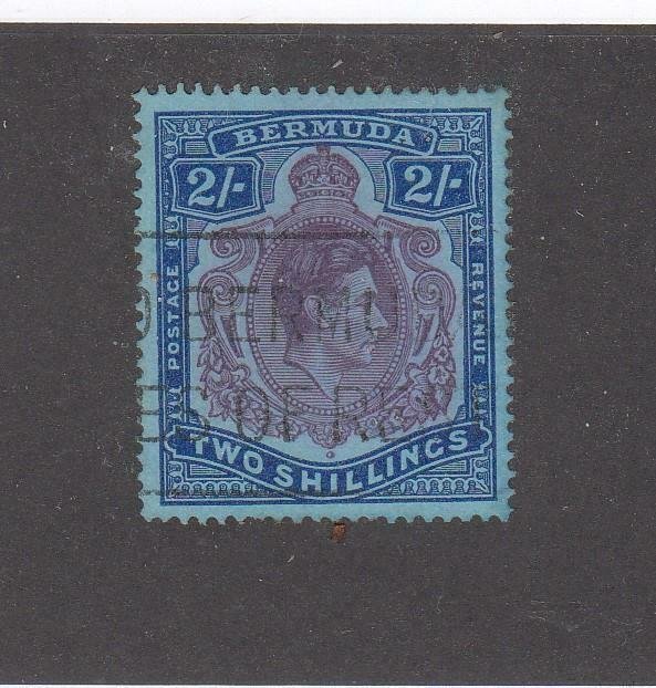 BERMUDA (MK7307) # 124 VF-USED 2sh 1950 GEORGE VI /ULTRA,RED,VIO,BLUE CV $12