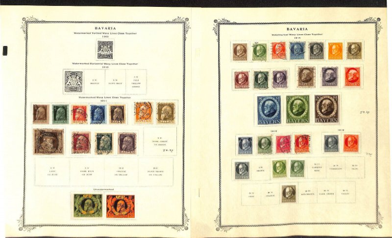 Bavaria - Germany Stamp Collection on 14 Scott Specialty Pages, 1849-1920 (BC)