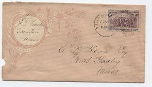 1890s Taunton MA 2ct columbian cover allover printing [y8940]