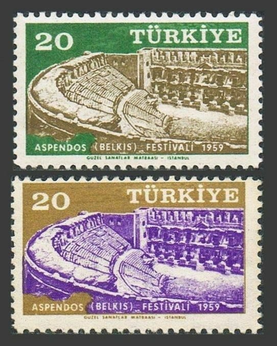 Turkey 1438-1439 bl./4,MNH.Mi 1623-1624. Aspendos Festival,1959.Aspendos Theater