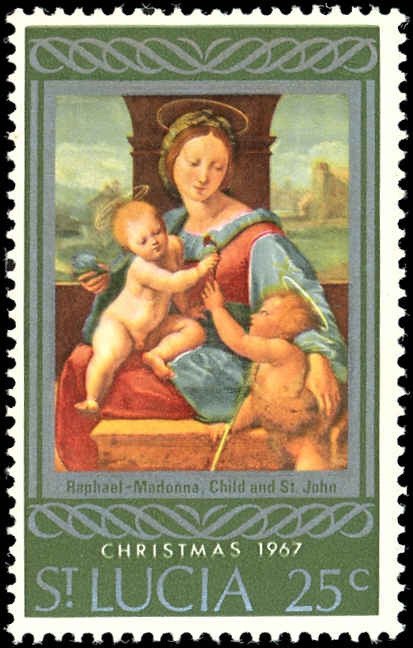 ST. LUCIA Scott 227-228 F-VF/MNH - Christmas 1967-Raphael Painting