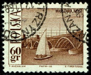 Poland #1442  Used - Sailboat and Bridge (1966)