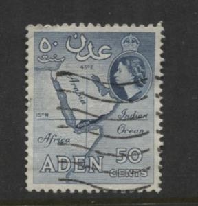 ADEN - Scott 53 - QEII Definitive- 1953-  Used - Single 50c Stamp