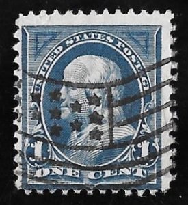 264 1 cent Rare Superb Cancel Franklin, Deep Blue Stamp used F