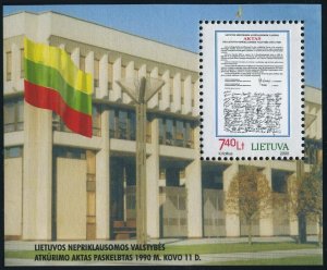 Lithuania 662,MNH.Mi Bl.18. Declaration of Independence from Soviet Union,2000.