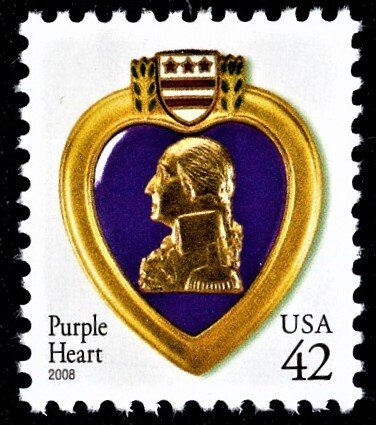 US 4263 MNH VF 42 Cent Purple Heart Tagged, Perforated 11-1/4