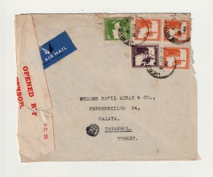 PALESTINE, 1941 JERUSALEM TO GALATA WITH 3 (5MILS) COIL STAMPS 14.5 X 14 PERF.